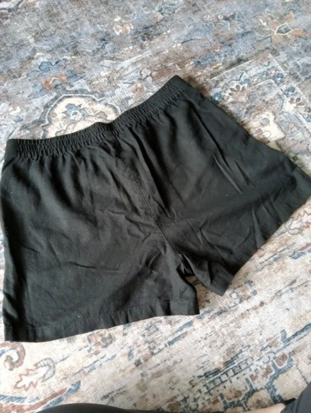 J. Crew Black Linen Elastic Waist Drawstring Shorts Ladies Medium with Pockets